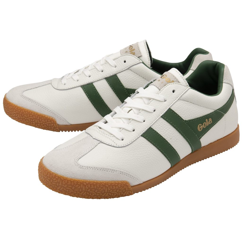 Gola Classics Harrier Leather Sneakers Hvite Grønn Grønn Norge | QVCFMG-497