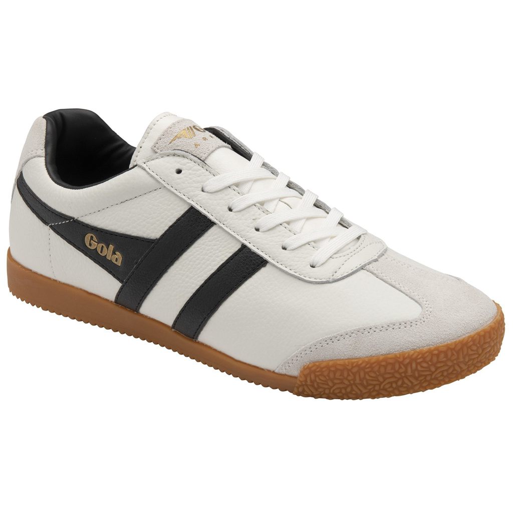 Gola Classics Harrier Leather Sneakers Hvite Svarte Svarte Norge | CQMAJK-964
