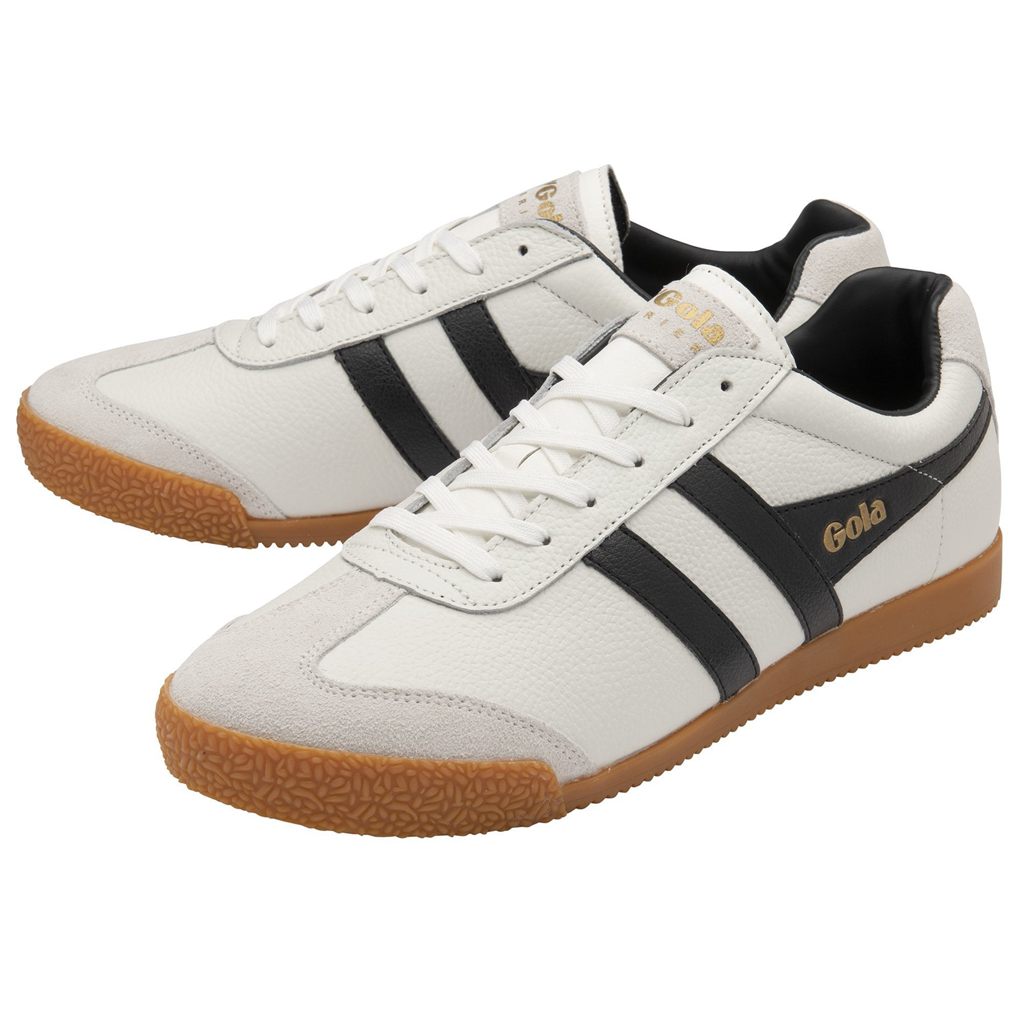 Gola Classics Harrier Leather Sneakers Hvite Svarte Svarte Norge | CQMAJK-964