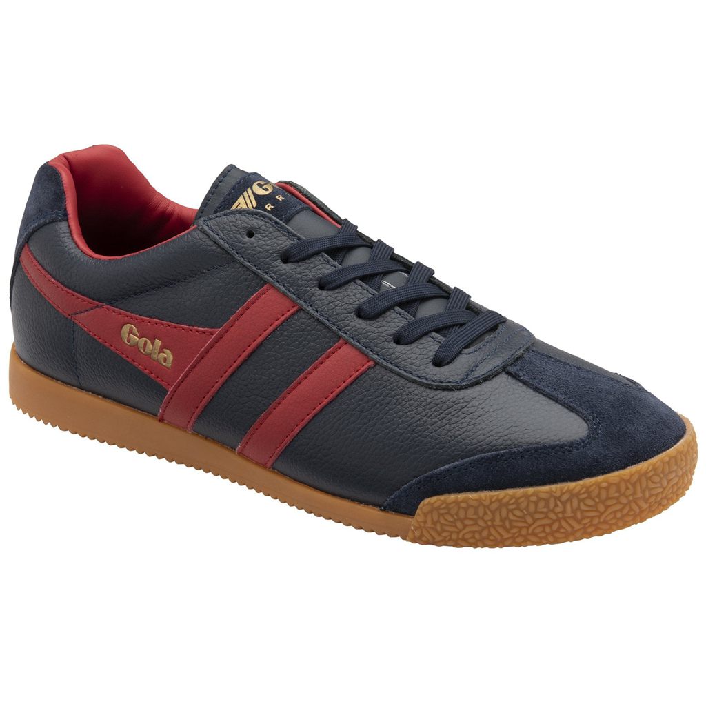 Gola Classics Harrier Leather Sneakers Marineblå Dyp Rød Dyp Rød Norge | ICQOHX-405