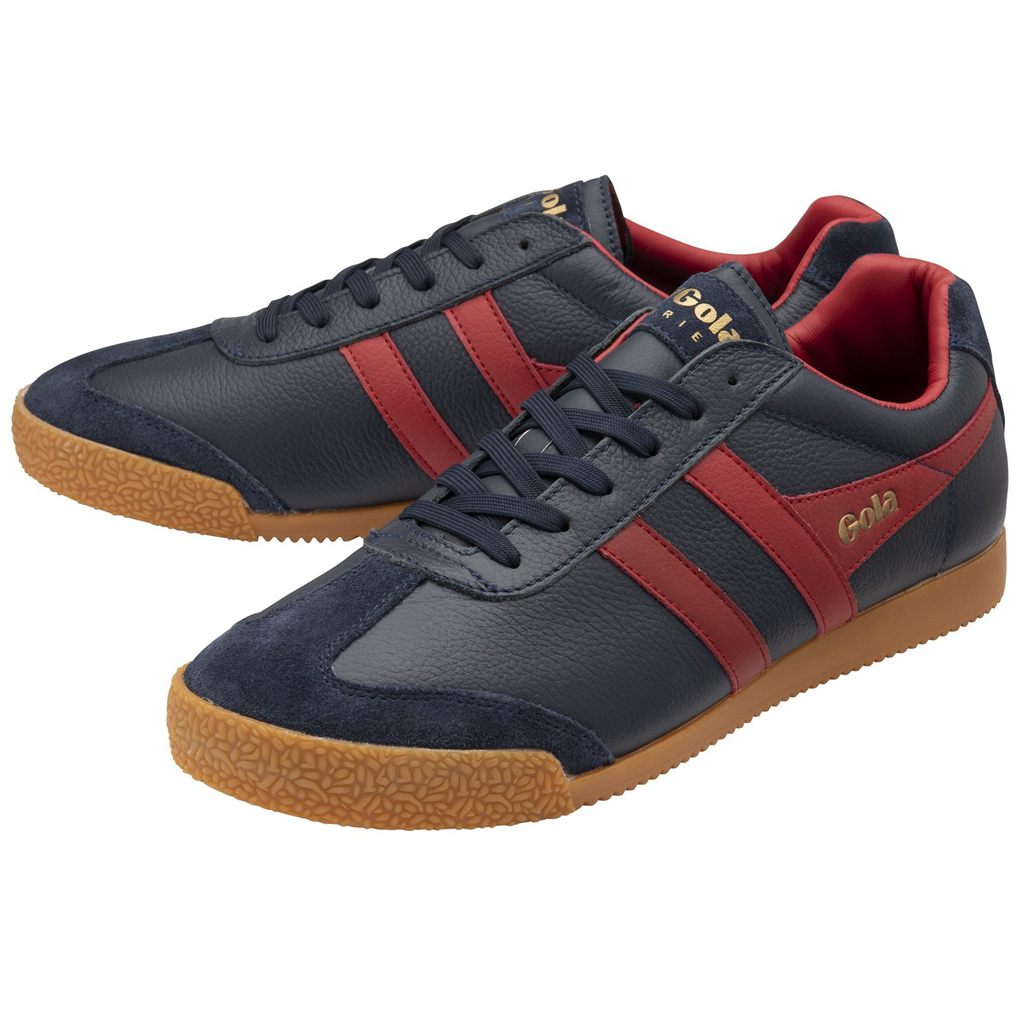 Gola Classics Harrier Leather Sneakers Marineblå Dyp Rød Dyp Rød Norge | ICQOHX-405