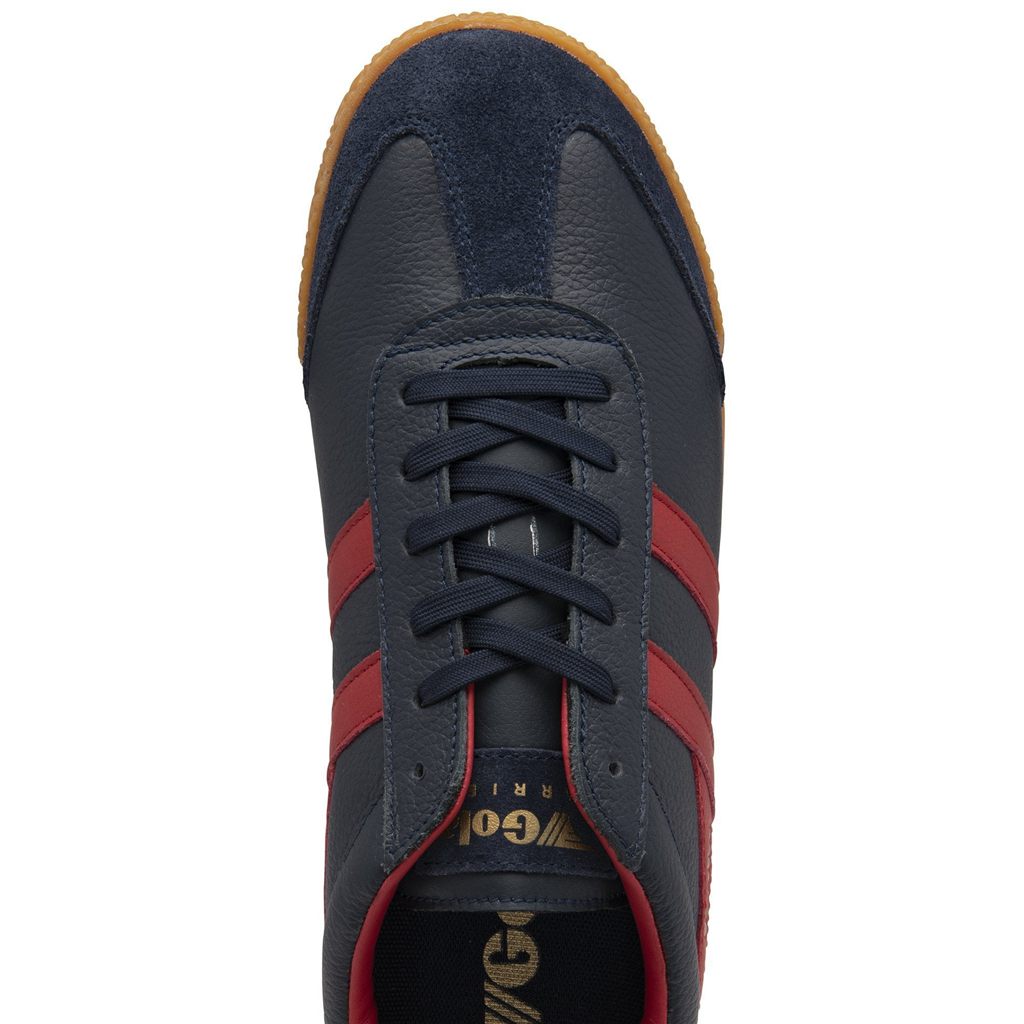 Gola Classics Harrier Leather Sneakers Marineblå Dyp Rød Dyp Rød Norge | ICQOHX-405