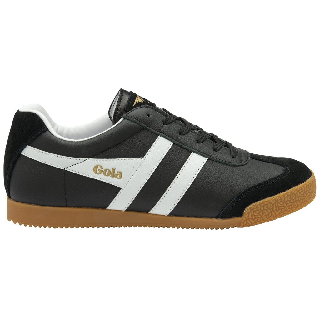 Gola Classics Harrier Leather Sneakers Svarte Hvite Hvite Norge | ATBDQJ-025