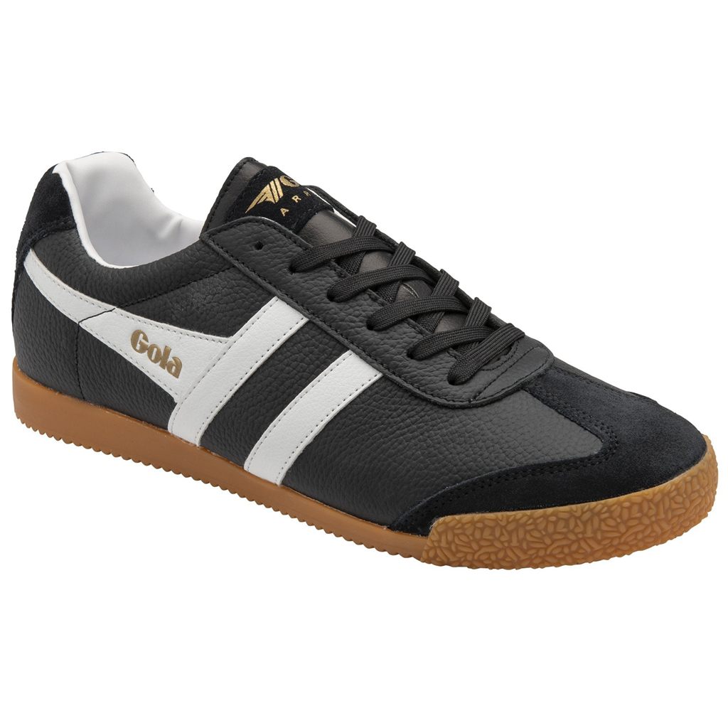 Gola Classics Harrier Leather Sneakers Svarte Hvite Hvite Norge | ATBDQJ-025