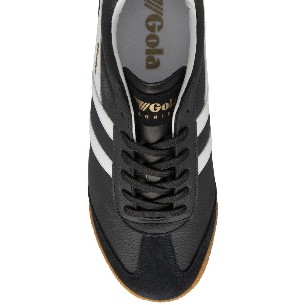 Gola Classics Harrier Leather Sneakers Svarte Hvite Hvite Norge | ATBDQJ-025