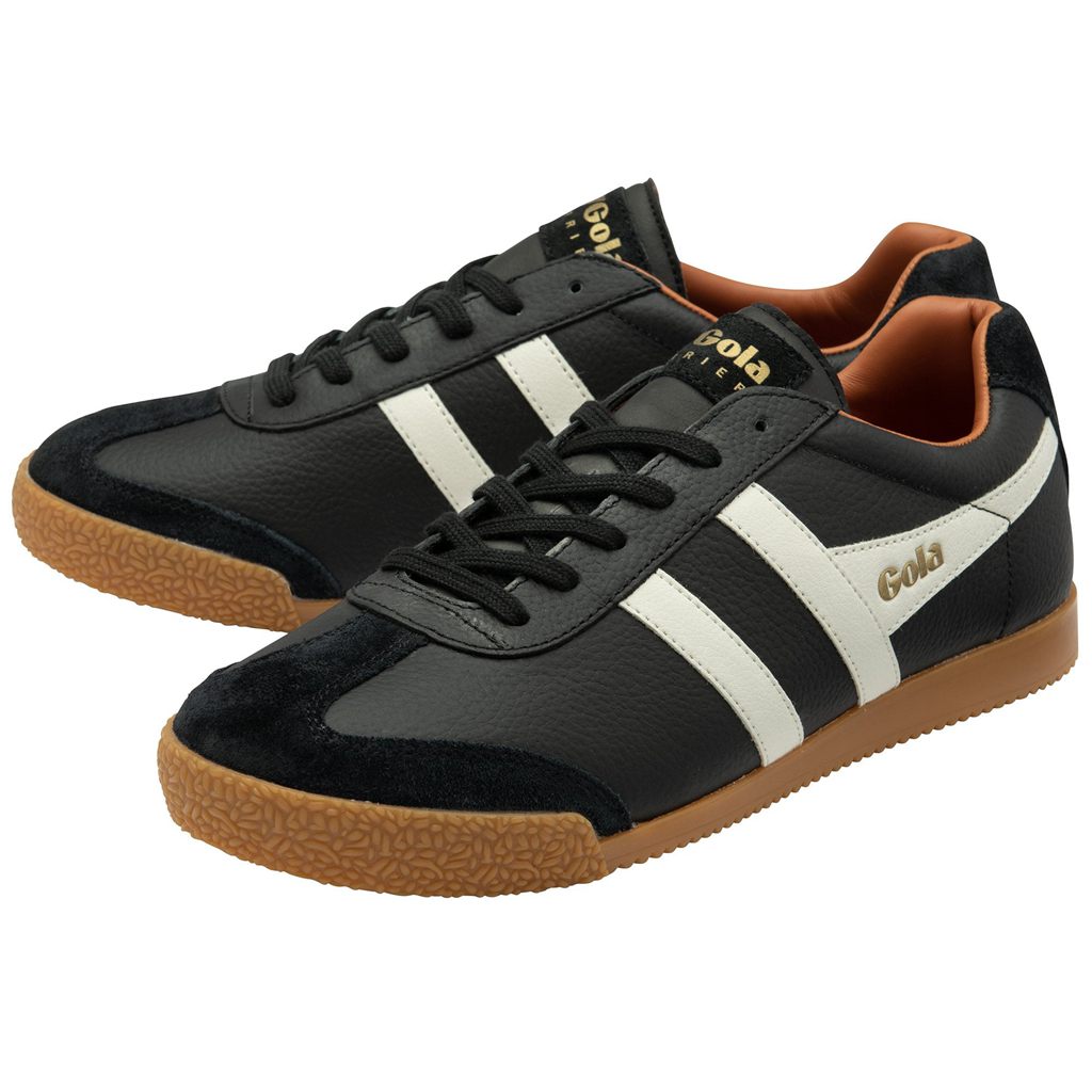 Gola Classics Harrier Leather Sneakers Svarte Hvite Oransje Norge | ZOIYNA-372
