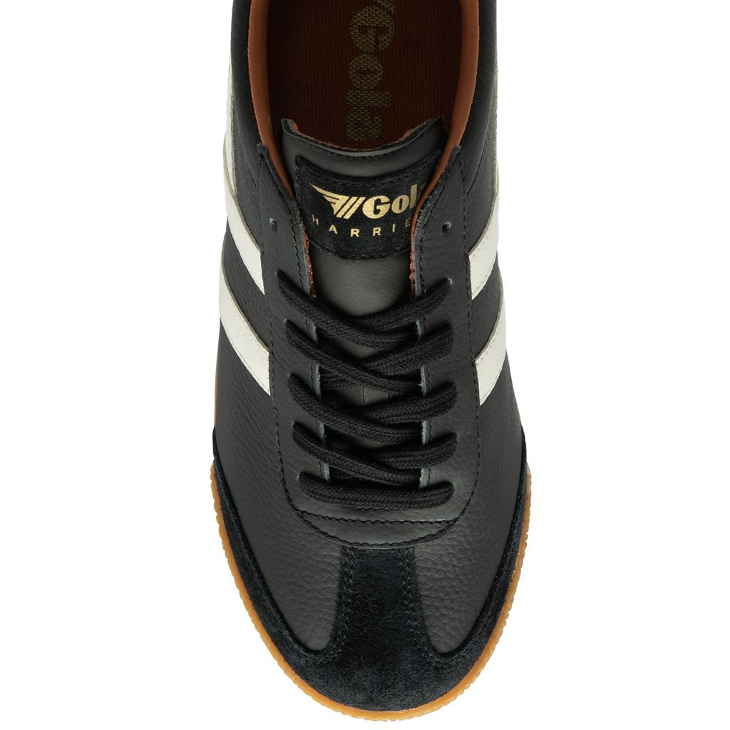 Gola Classics Harrier Leather Sneakers Svarte Hvite Oransje Norge | ZOIYNA-372