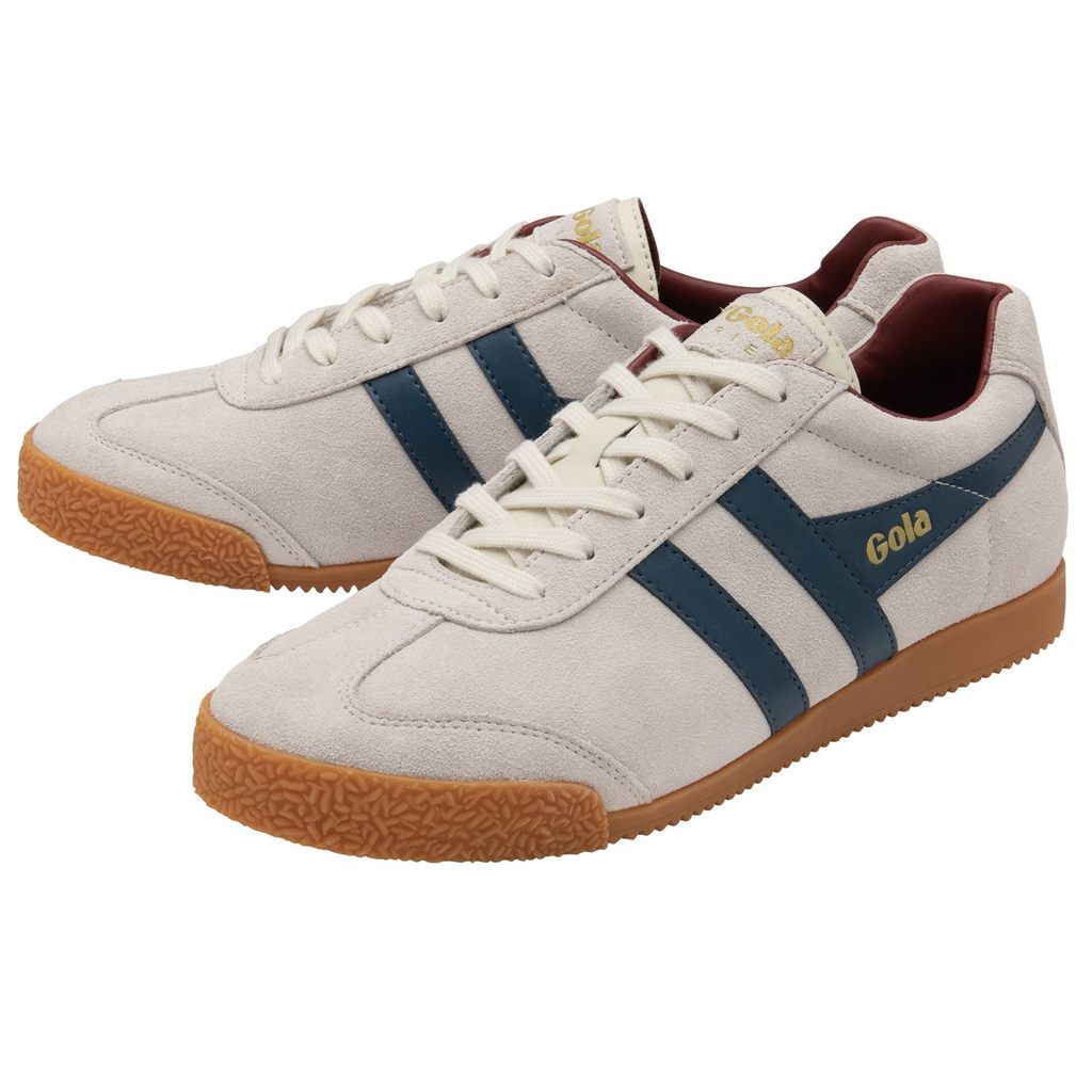Gola Classics Harrier Suede Sneakers Hvite Blå Dyp Rød Norge | VGTAFW-203