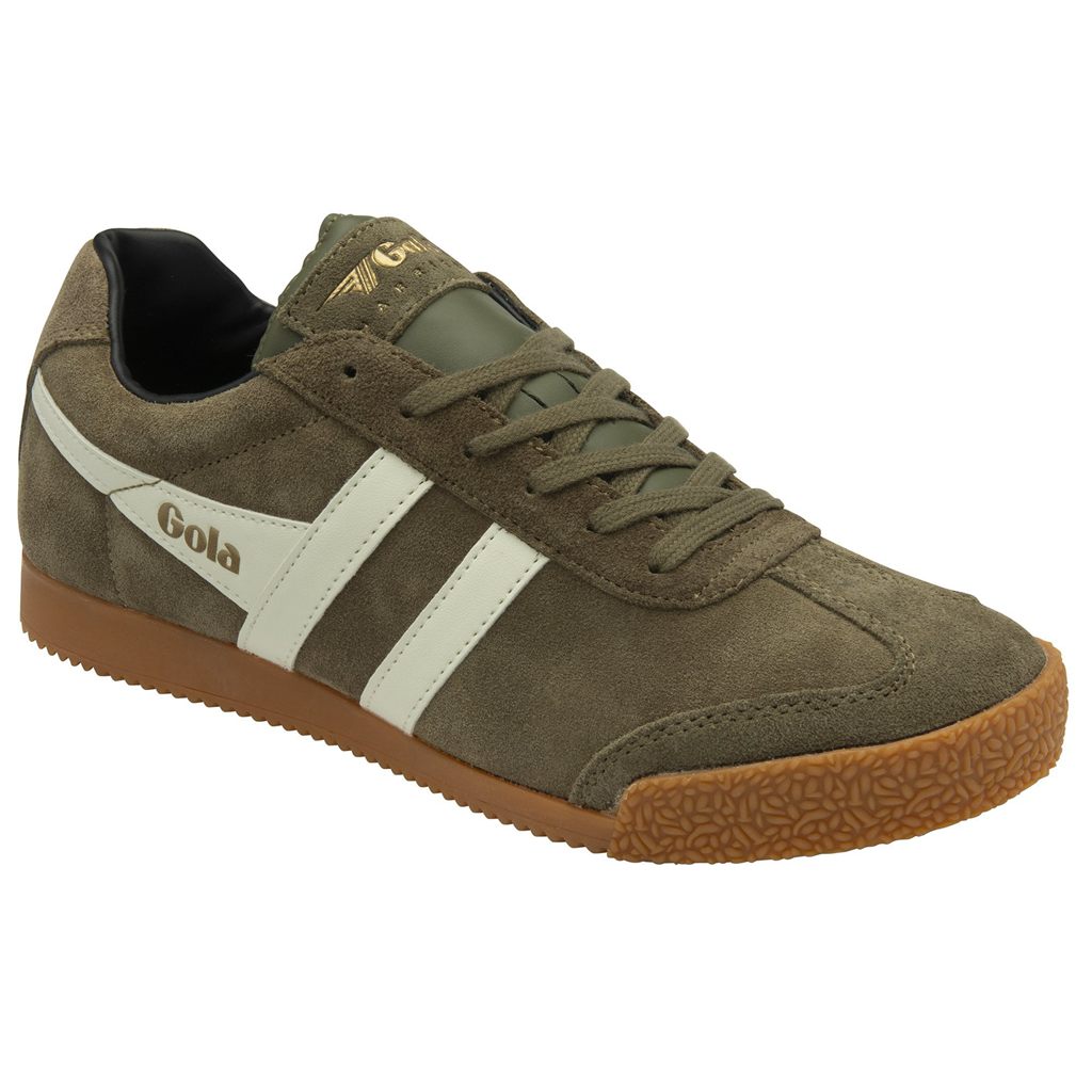 Gola Classics Harrier Suede Sneakers Khaki Hvite Svarte Norge | SVEYOG-483
