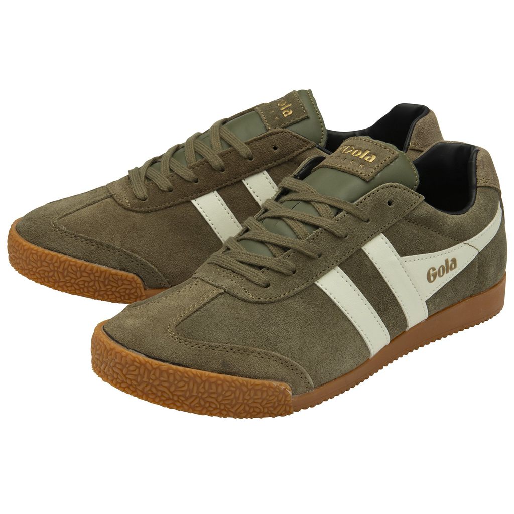 Gola Classics Harrier Suede Sneakers Khaki Hvite Svarte Norge | SVEYOG-483