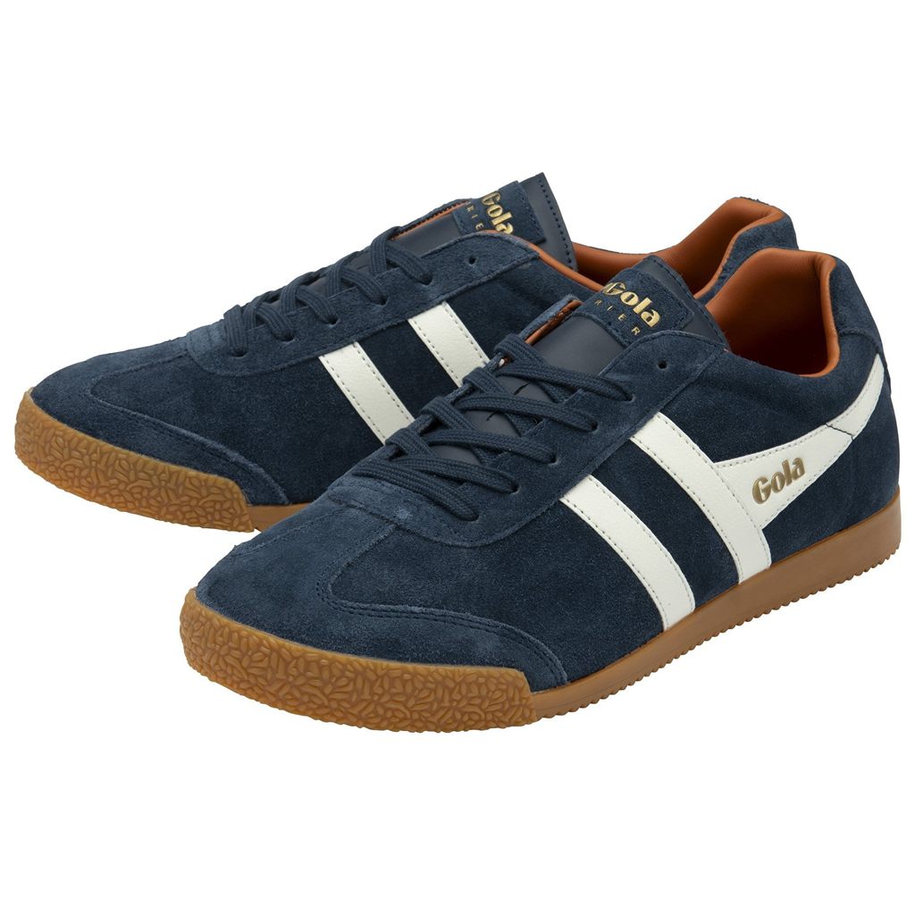 Gola Classics Harrier Suede Sneakers Marineblå Hvite Oransje Norge | QYVHSX-219