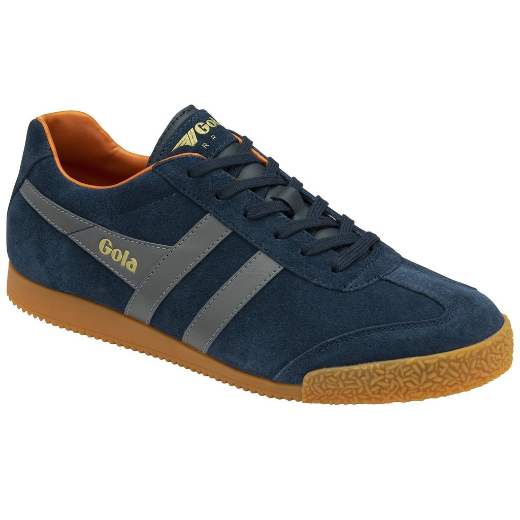 Gola Classics Harrier Suede Sneakers Marineblå Oransje Norge | KNPBAM-159