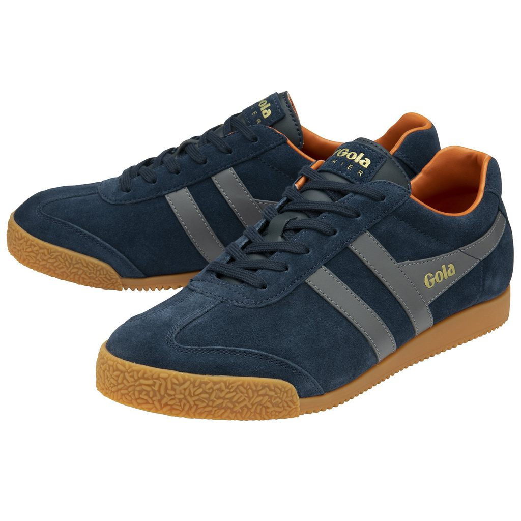 Gola Classics Harrier Suede Sneakers Marineblå Oransje Norge | KNPBAM-159