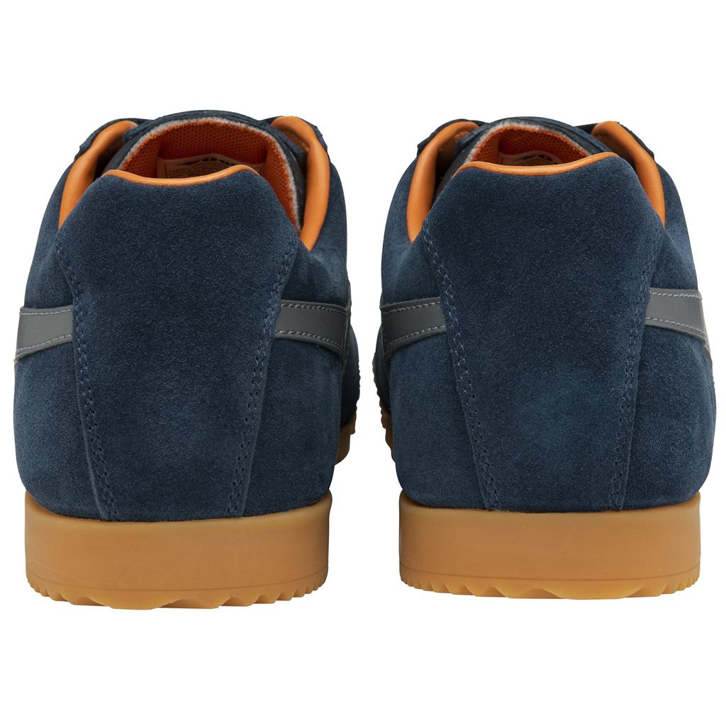 Gola Classics Harrier Suede Sneakers Marineblå Oransje Norge | KNPBAM-159