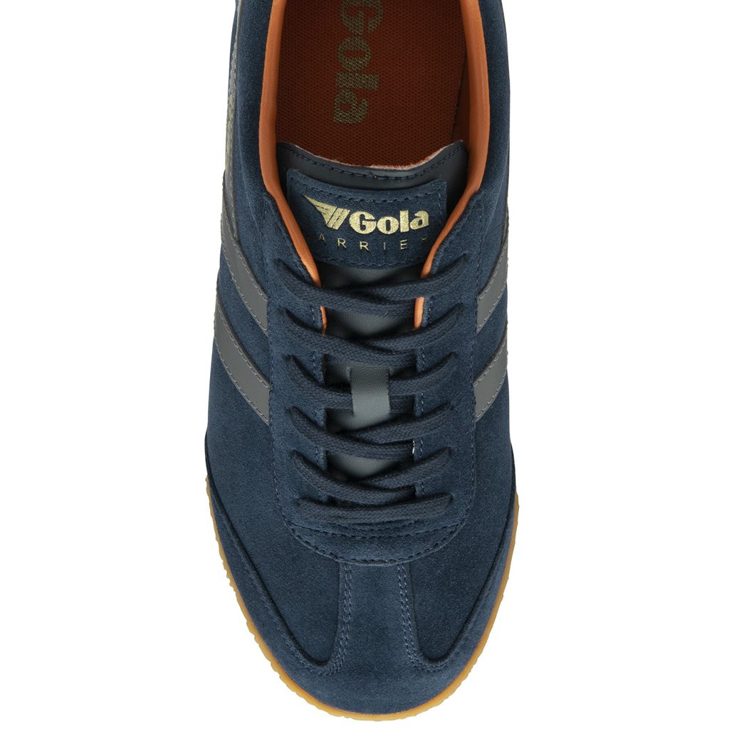 Gola Classics Harrier Suede Sneakers Marineblå Oransje Norge | KNPBAM-159