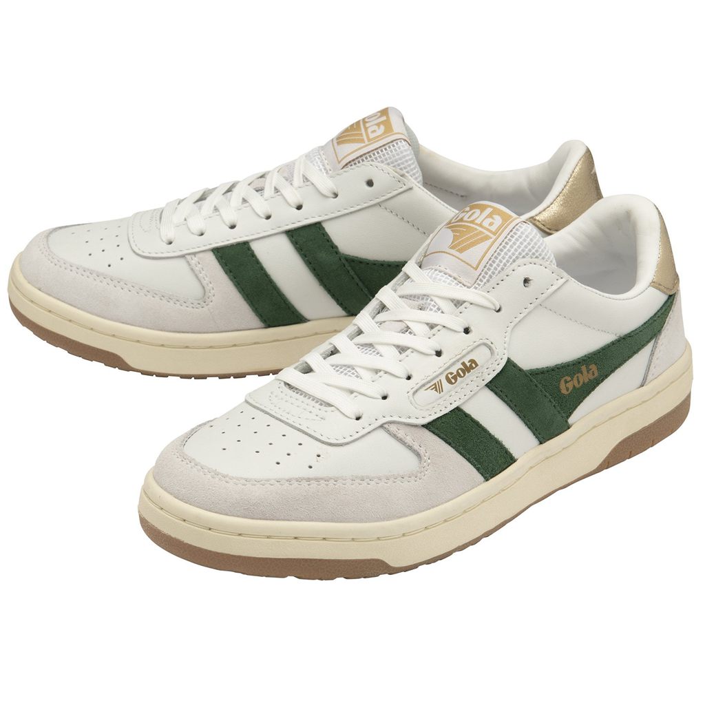 Gola Classics Hawk Sneakers Hvite Mørke Grønn Gull Norge | SUFTLX-497