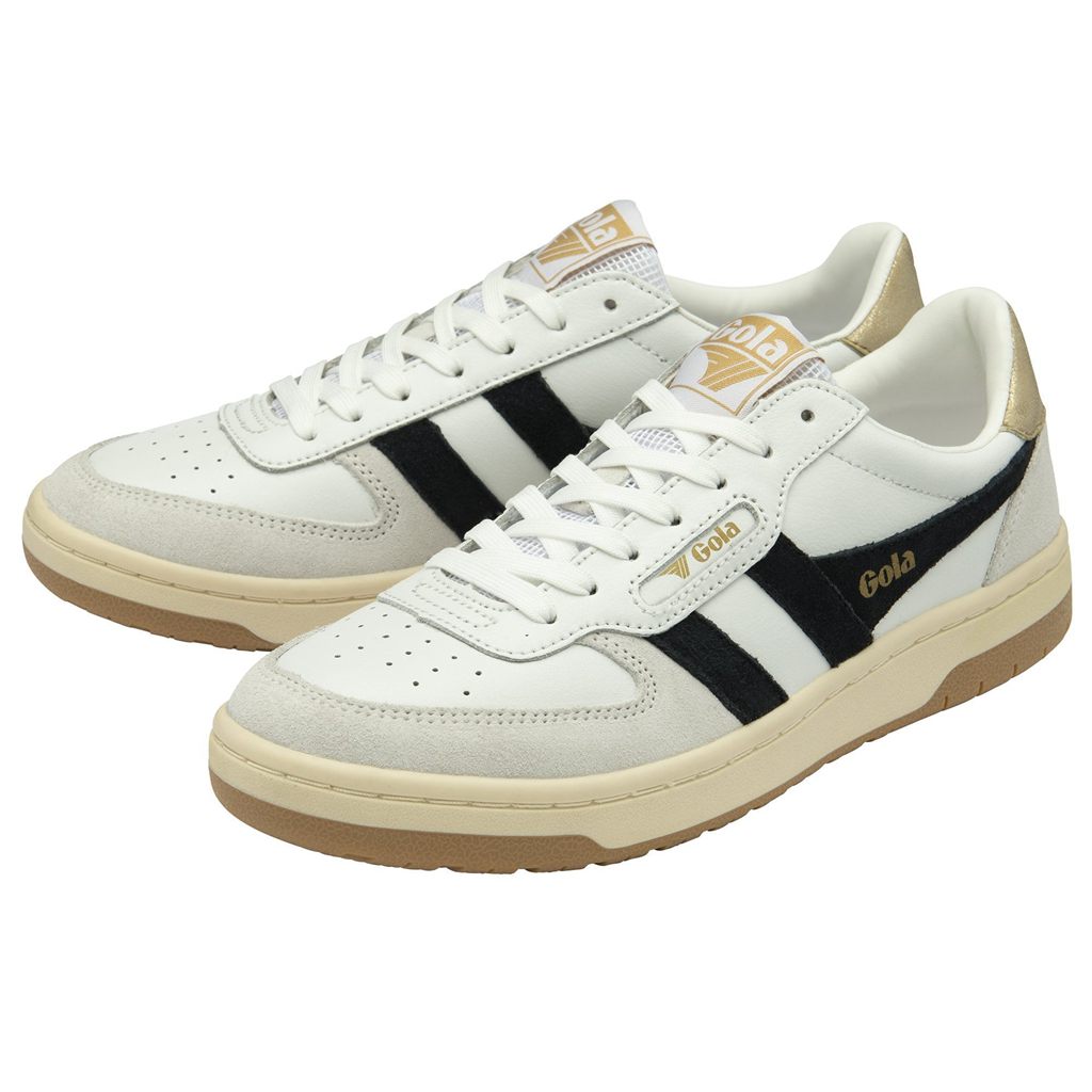 Gola Classics Hawk Sneakers Hvite Svarte Gull Norge | QVMYFJ-845
