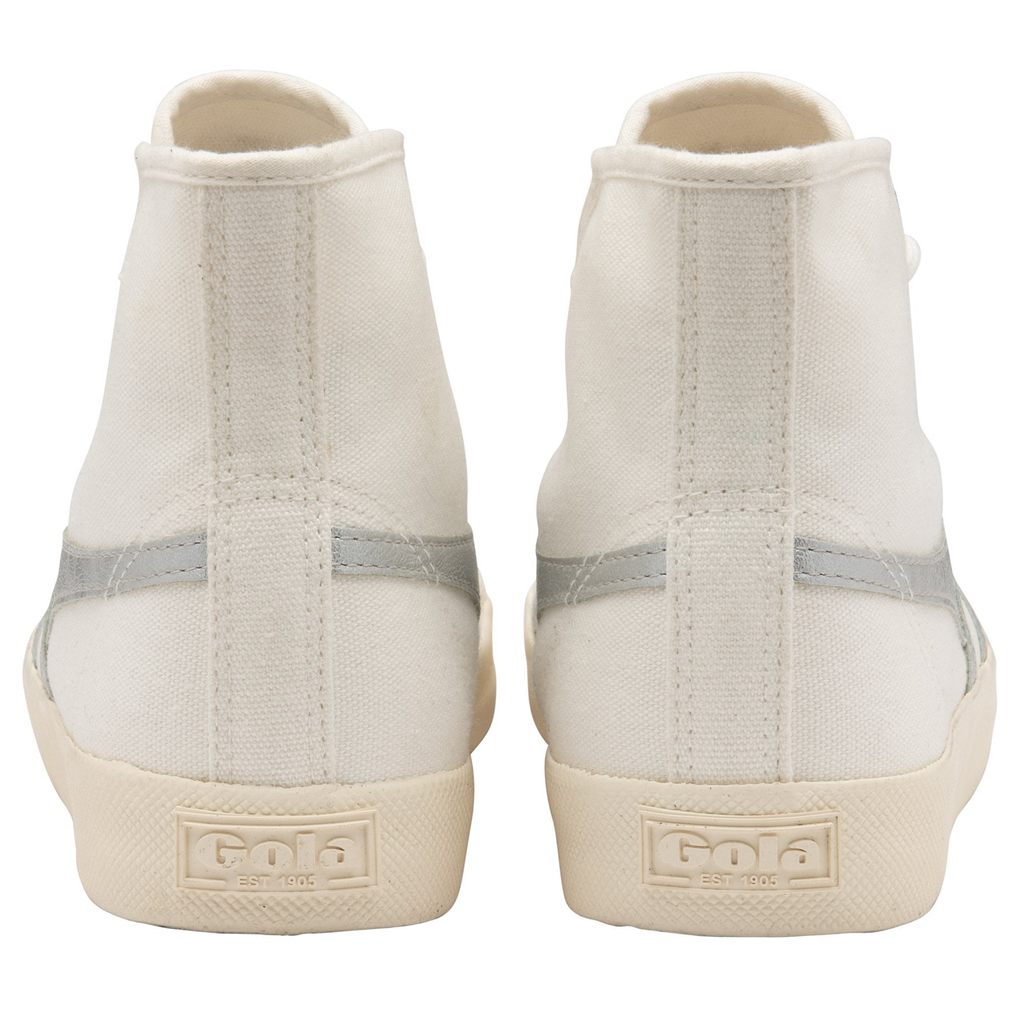 Gola Vegan Classics Coaster Flame High Sneakers Hvite Sølv Norge | ECJUFI-809