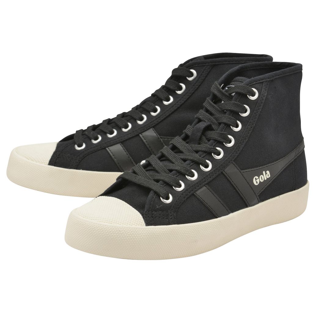 Gola Vegan Classics Coaster High Sneakers Svarte Hvite Norge | WTVQYF-194