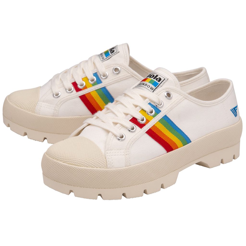 Gola Vegan Classics Coaster Peak Rainbow Shoes Hvite Norge | DKAGCB-956