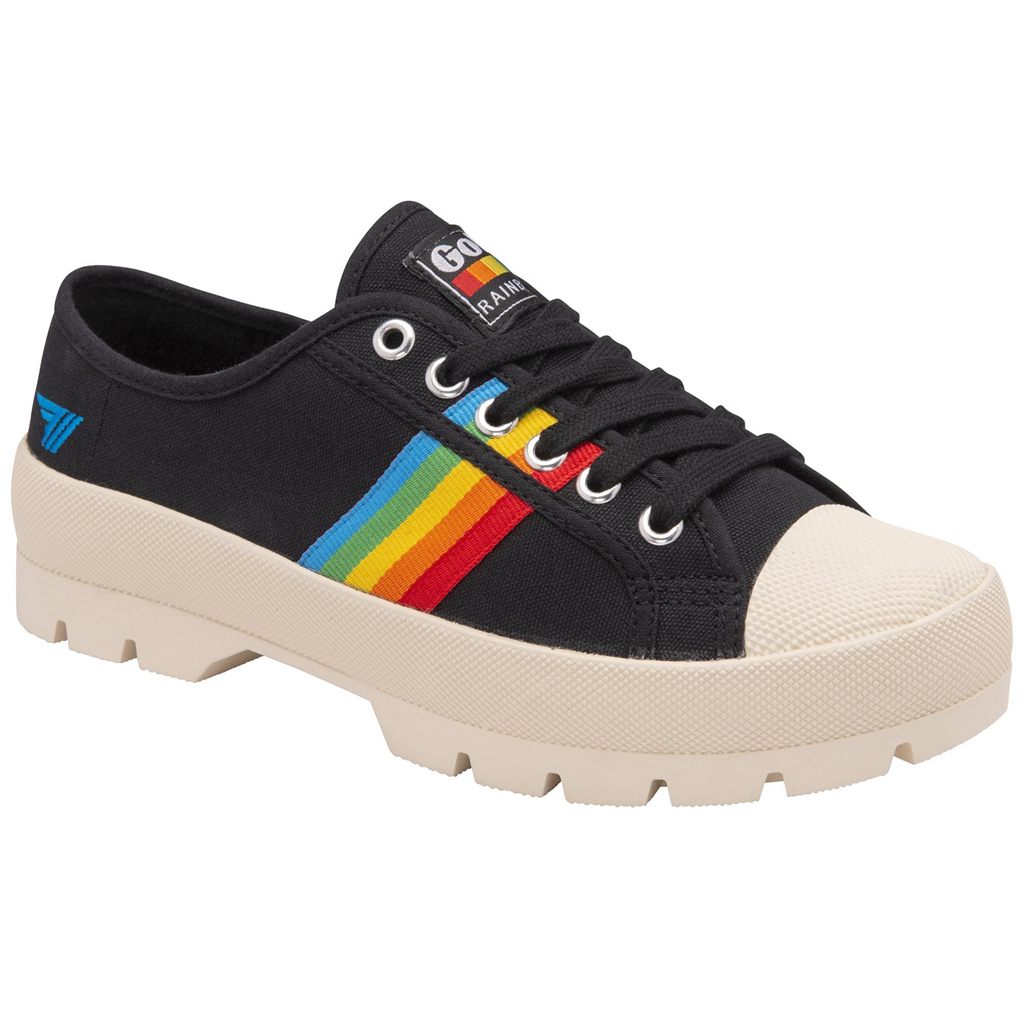Gola Vegan Classics Coaster Peak Rainbow Shoes Svarte Norge | JKEGAL-974
