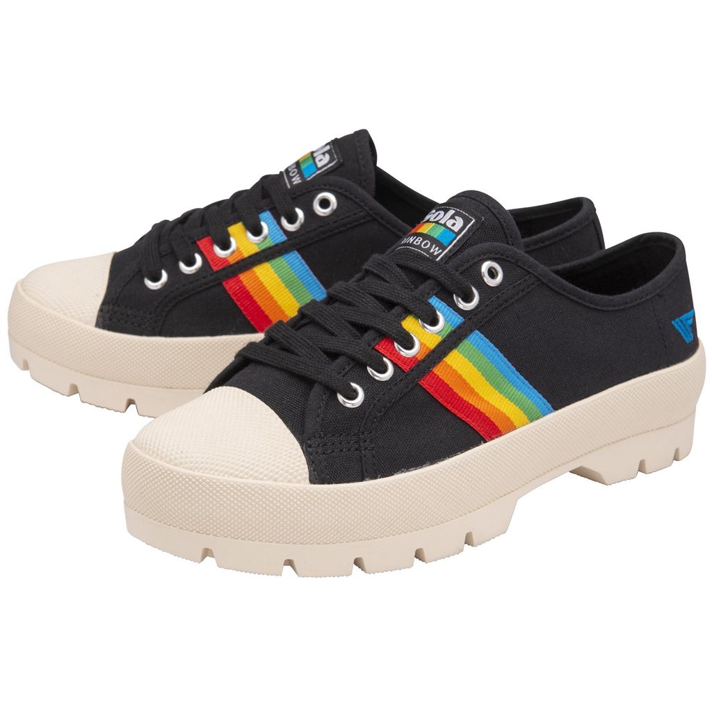 Gola Vegan Classics Coaster Peak Rainbow Shoes Svarte Norge | JKEGAL-974