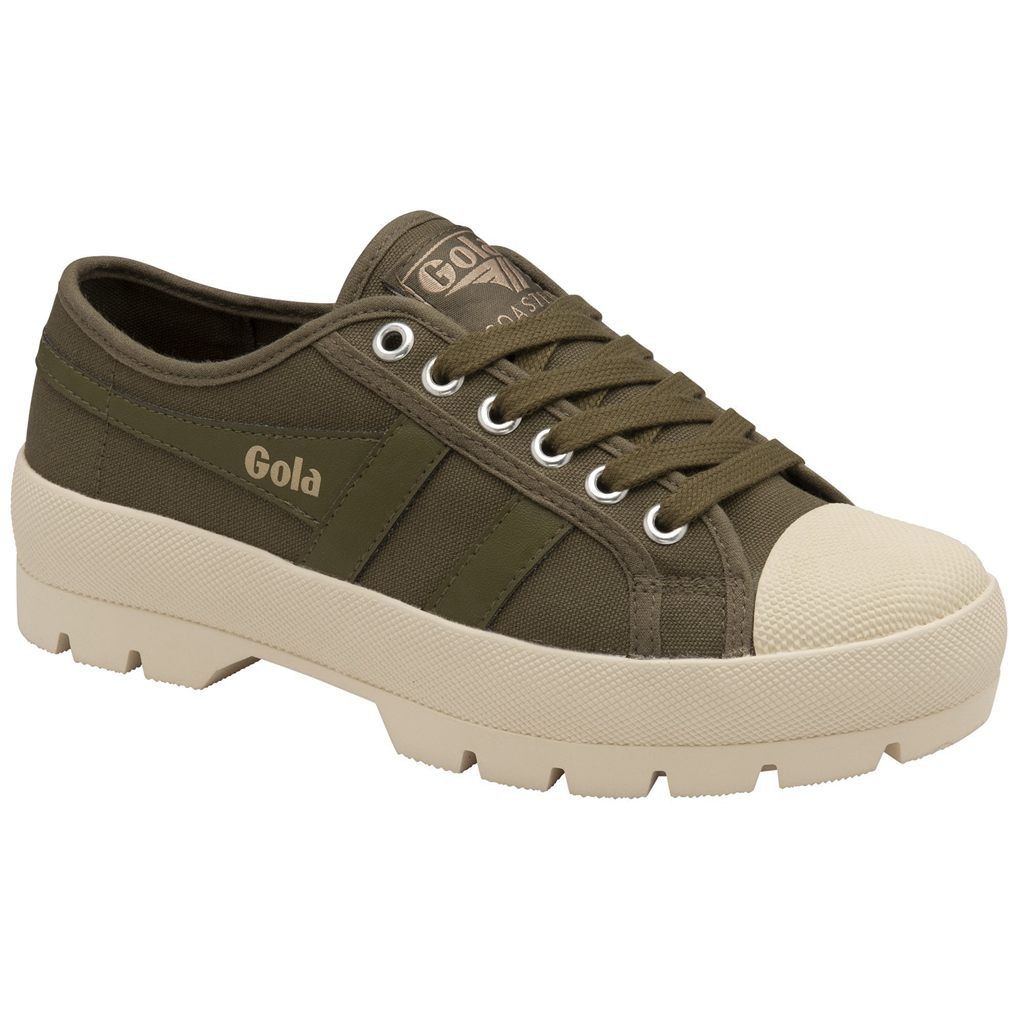 Gola Vegan Classics Coaster Peak Sneakers Khaki Khaki Hvite Norge | KTRGBA-419