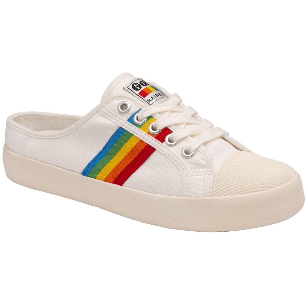 Gola Vegan Classics Coaster Rainbow Mule Plimsolls Shoes Hvite Norge | GICUTY-408