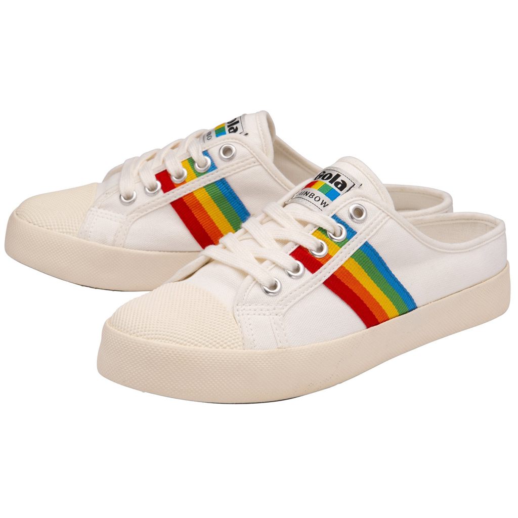 Gola Vegan Classics Coaster Rainbow Mule Plimsolls Shoes Hvite Norge | GICUTY-408