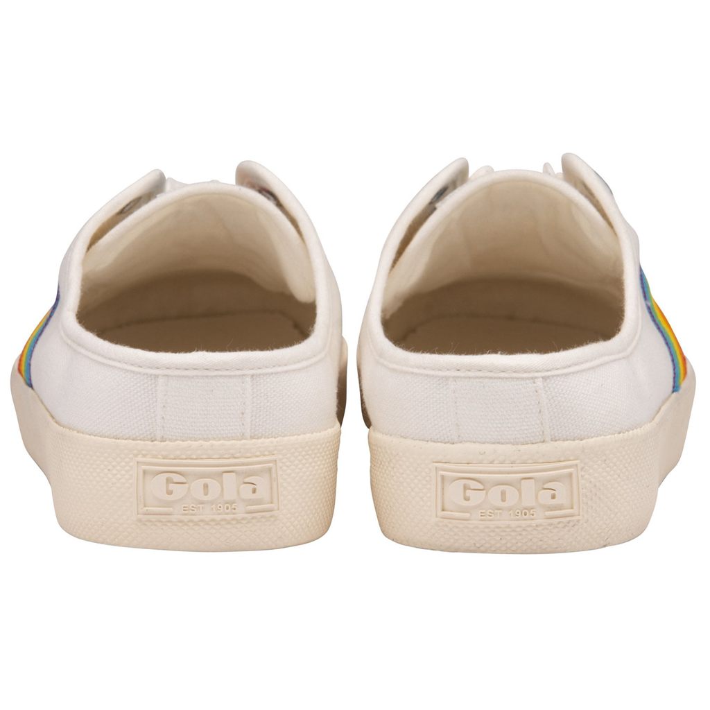 Gola Vegan Classics Coaster Rainbow Mule Plimsolls Shoes Hvite Norge | GICUTY-408