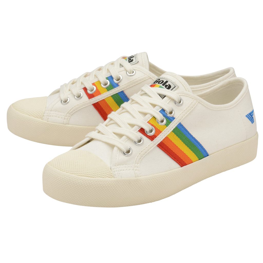 Gola Vegan Classics Coaster Rainbow Shoes Hvite Norge | EISKTP-439