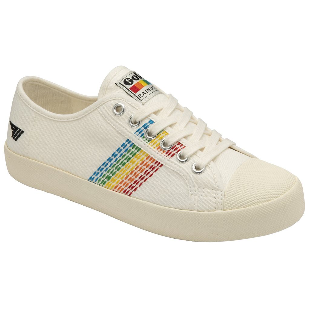 Gola Vegan Classics Coaster Rainbow Stitch Shoes Hvite Norge | WCAREH-731