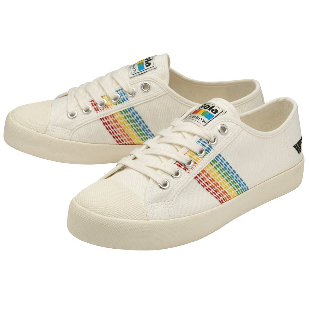 Gola Vegan Classics Coaster Rainbow Stitch Shoes Hvite Norge | WCAREH-731