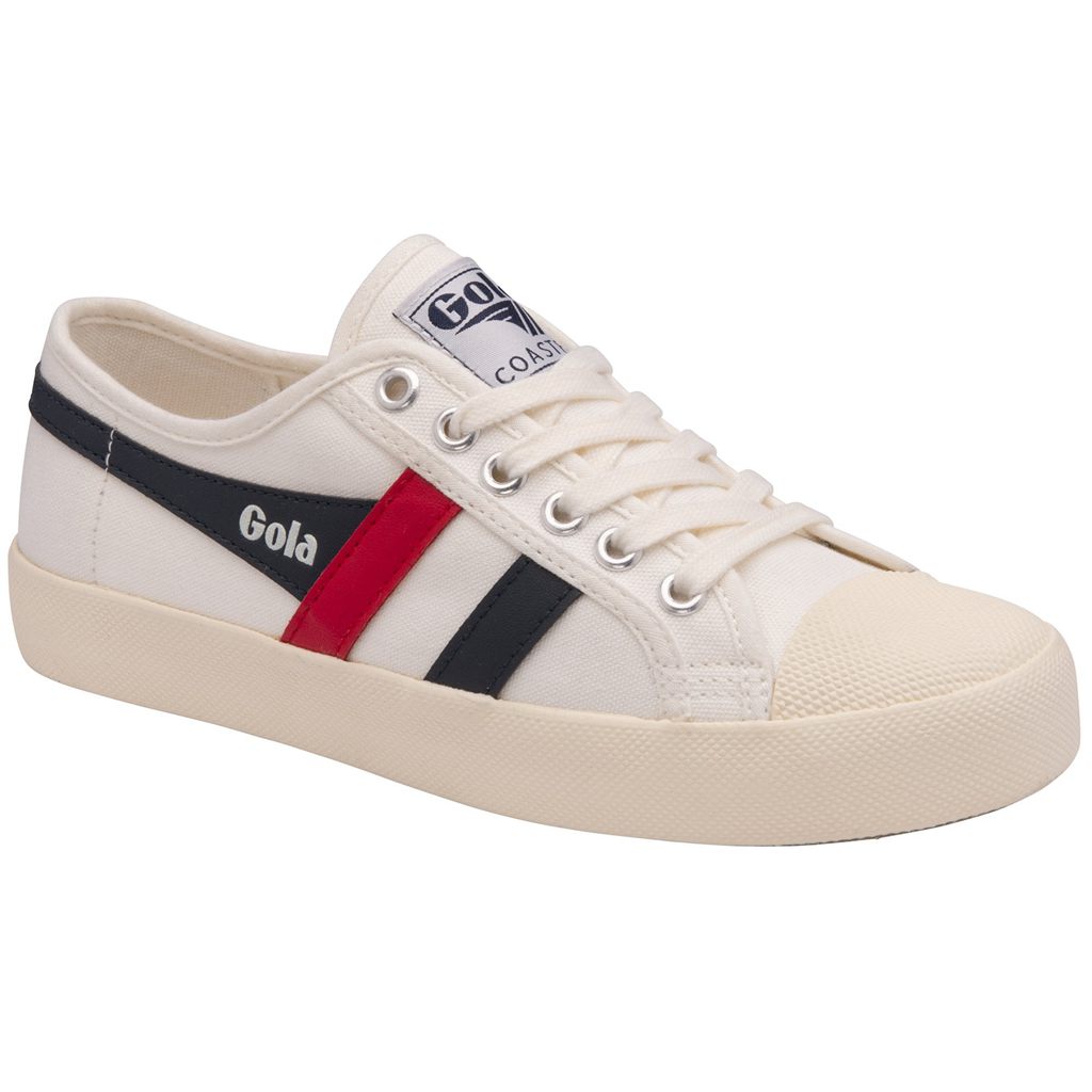 Gola Vegan Classics Coaster Shoes Hvite Marineblå Rød Norge | EWSTUH-926