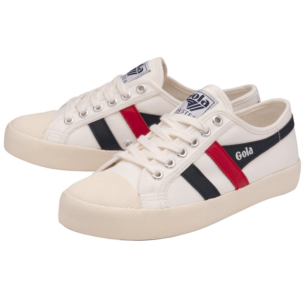 Gola Vegan Classics Coaster Shoes Hvite Marineblå Rød Norge | EWSTUH-926