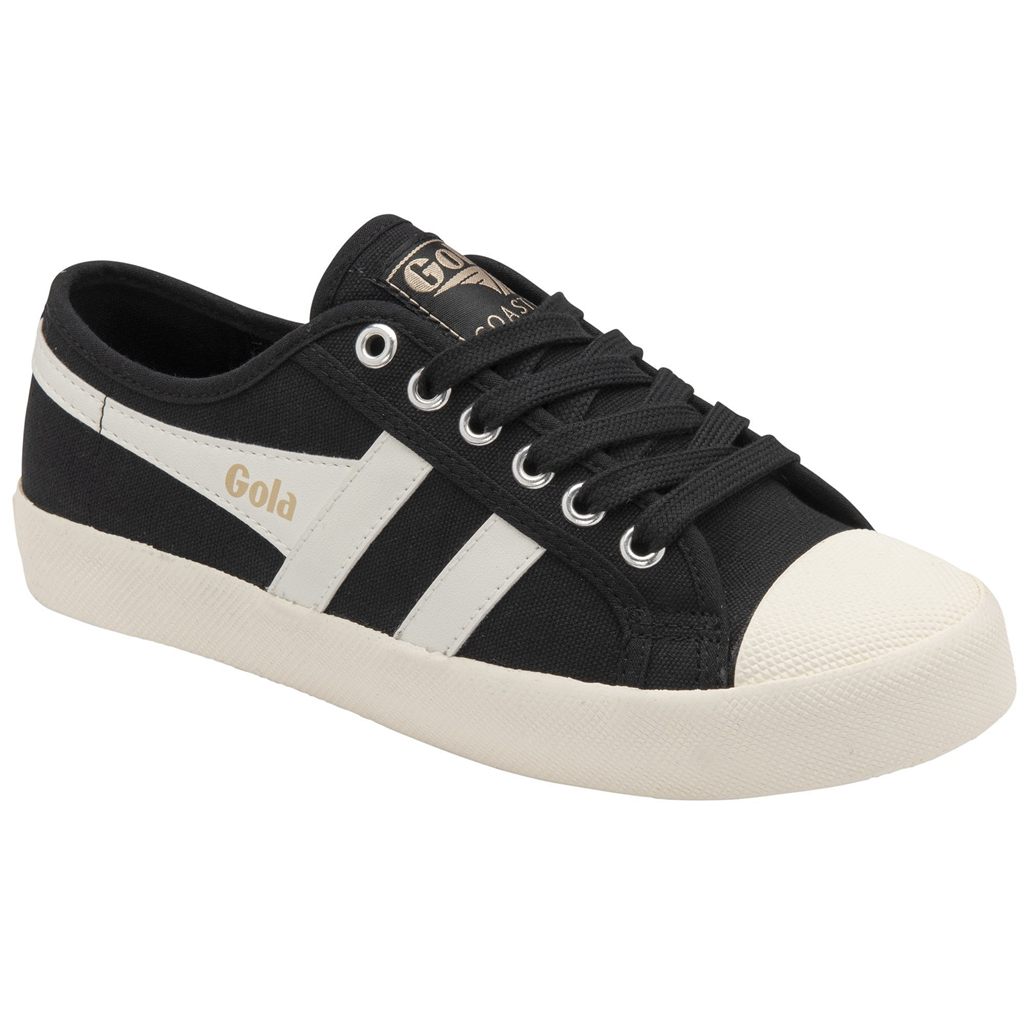 Gola Vegan Classics Coaster Shoes Svarte Hvite Gull Norge | EDZMUP-673