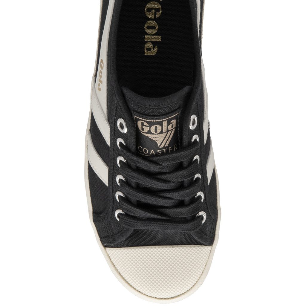 Gola Vegan Classics Coaster Shoes Svarte Hvite Gull Norge | EDZMUP-673