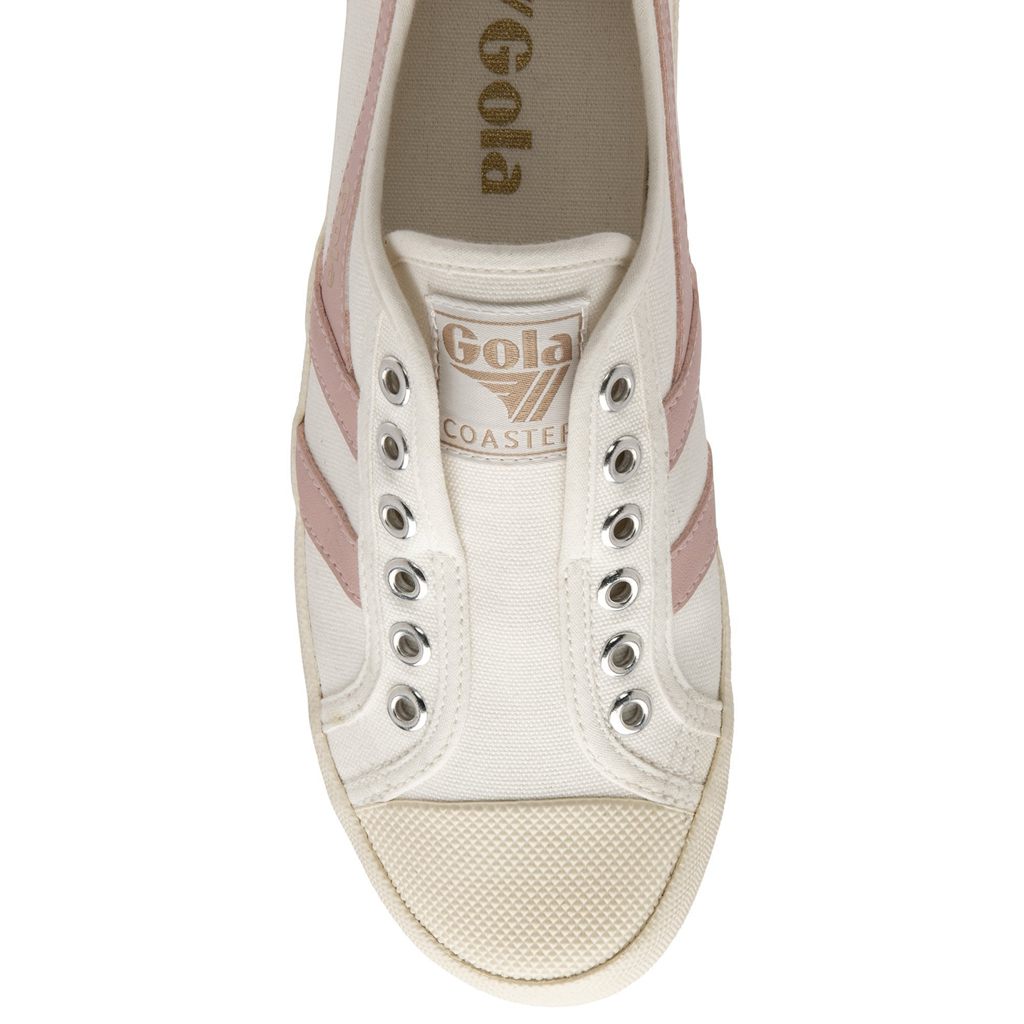 Gola Vegan Classics Coaster Slip Shoes Hvite Rosa Norge | GCPJXK-416