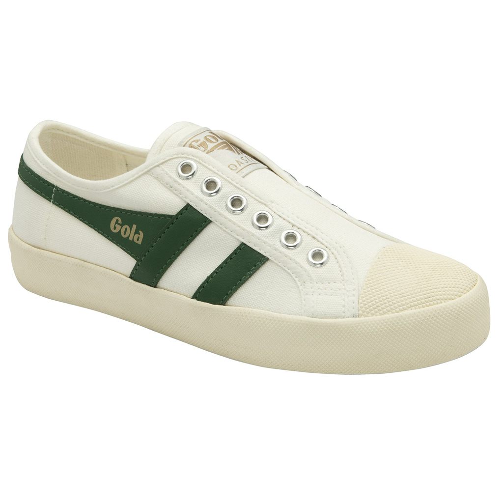 Gola Vegan Classics Coaster Slip Shoes Hvite Grønn Norge | UQAXRY-428