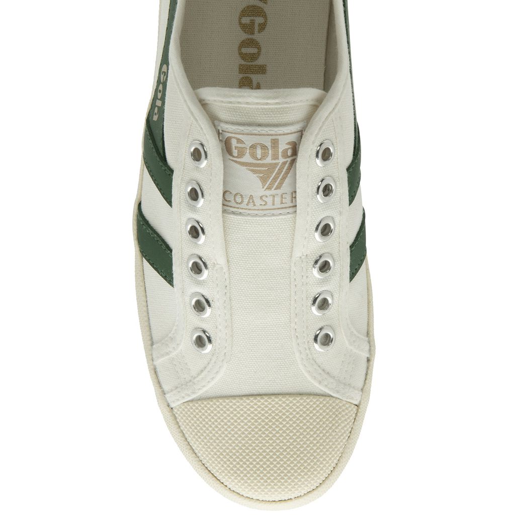 Gola Vegan Classics Coaster Slip Shoes Hvite Grønn Norge | UQAXRY-428