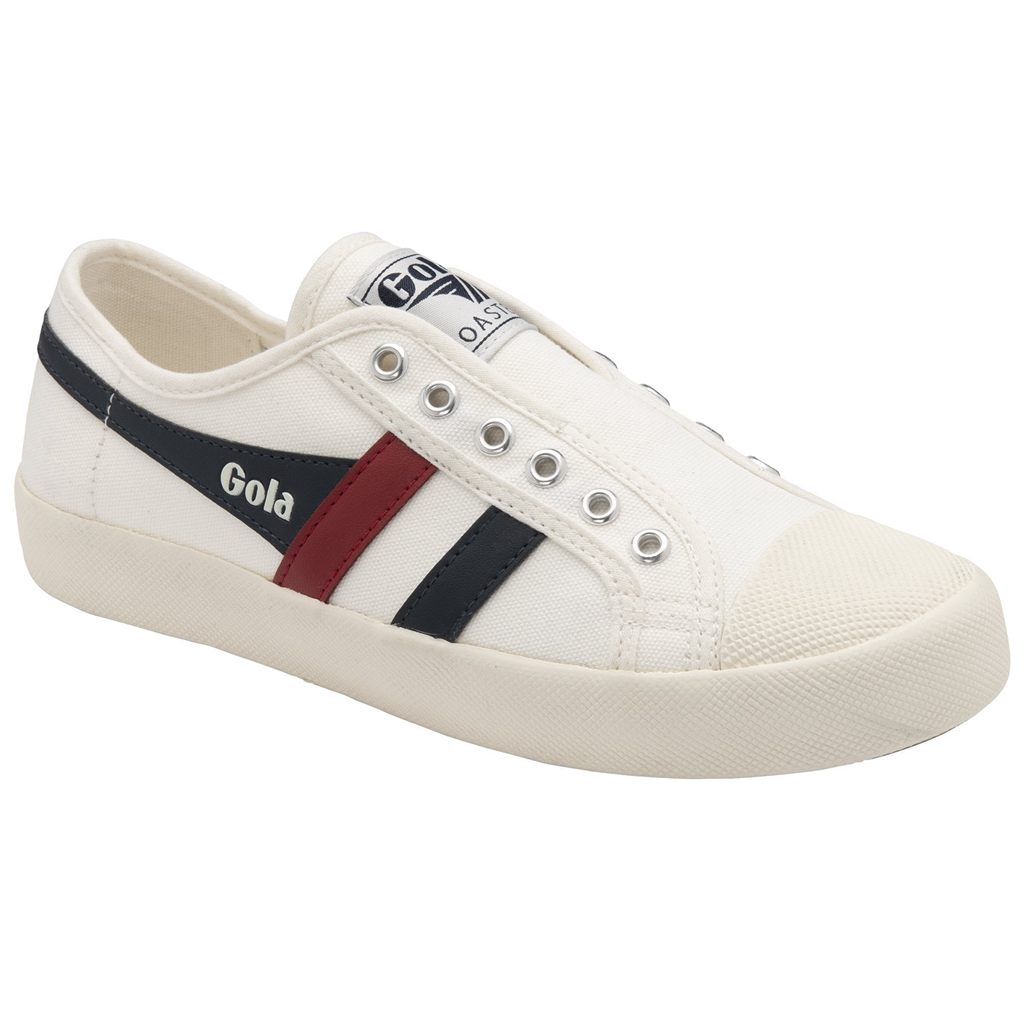 Gola Vegan Classics Coaster Slip Shoes Hvite Marineblå Rød Norge | TURBNI-231