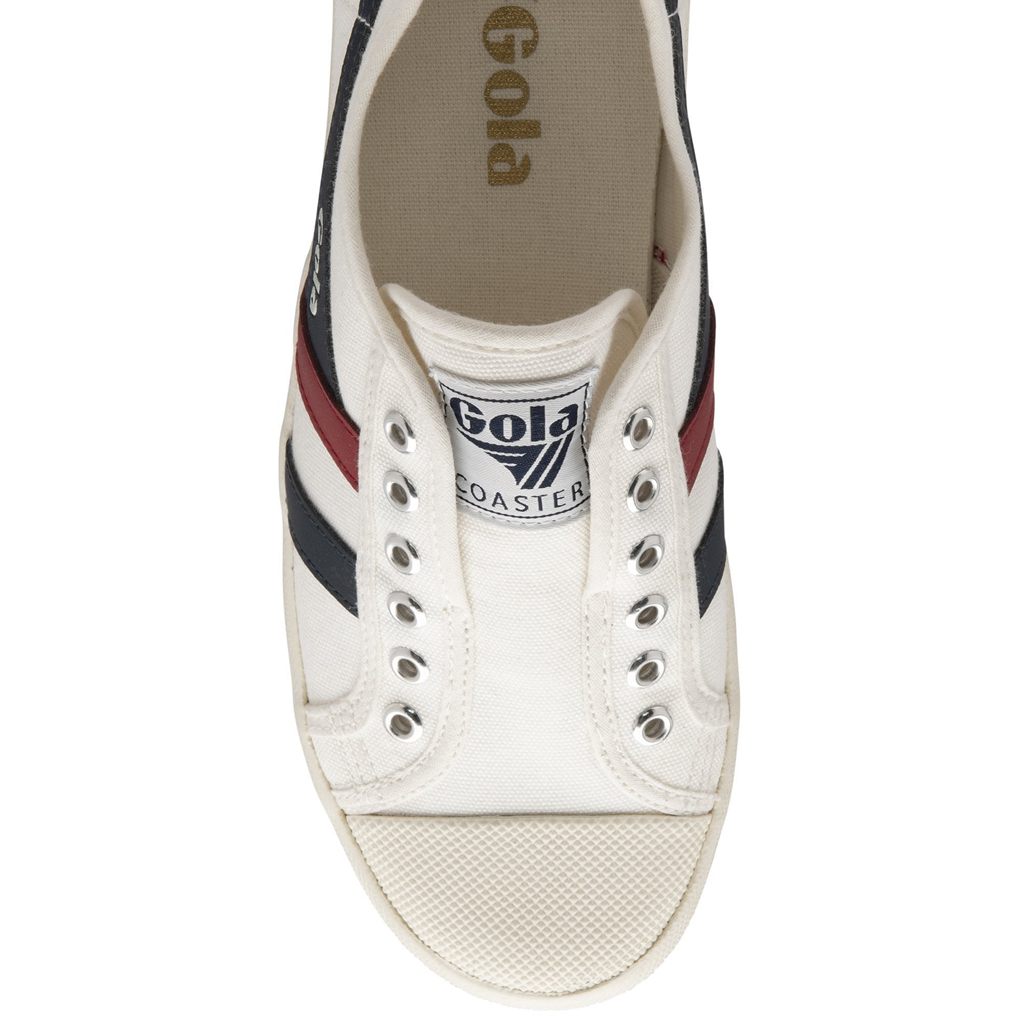 Gola Vegan Classics Coaster Slip Shoes Hvite Marineblå Rød Norge | TURBNI-231