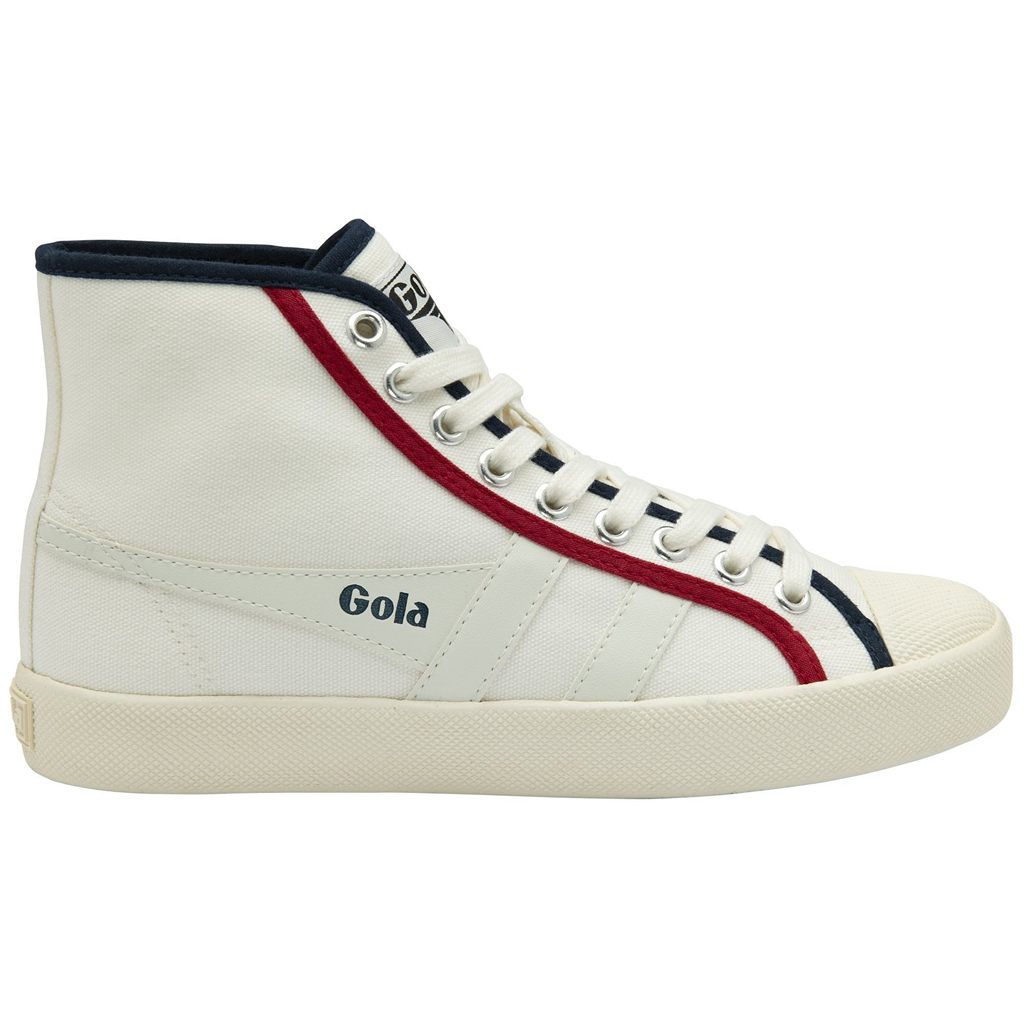 Gola Vegan Classics Coaster Smash High Shoes Hvite Marineblå Dyp Rød Norge | RNXCYJ-598