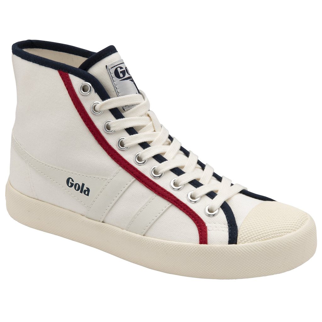Gola Vegan Classics Coaster Smash High Shoes Hvite Marineblå Dyp Rød Norge | RNXCYJ-598