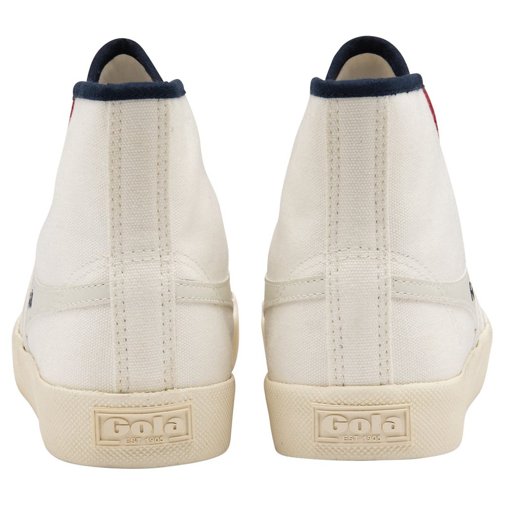 Gola Vegan Classics Coaster Smash High Shoes Hvite Marineblå Dyp Rød Norge | RNXCYJ-598