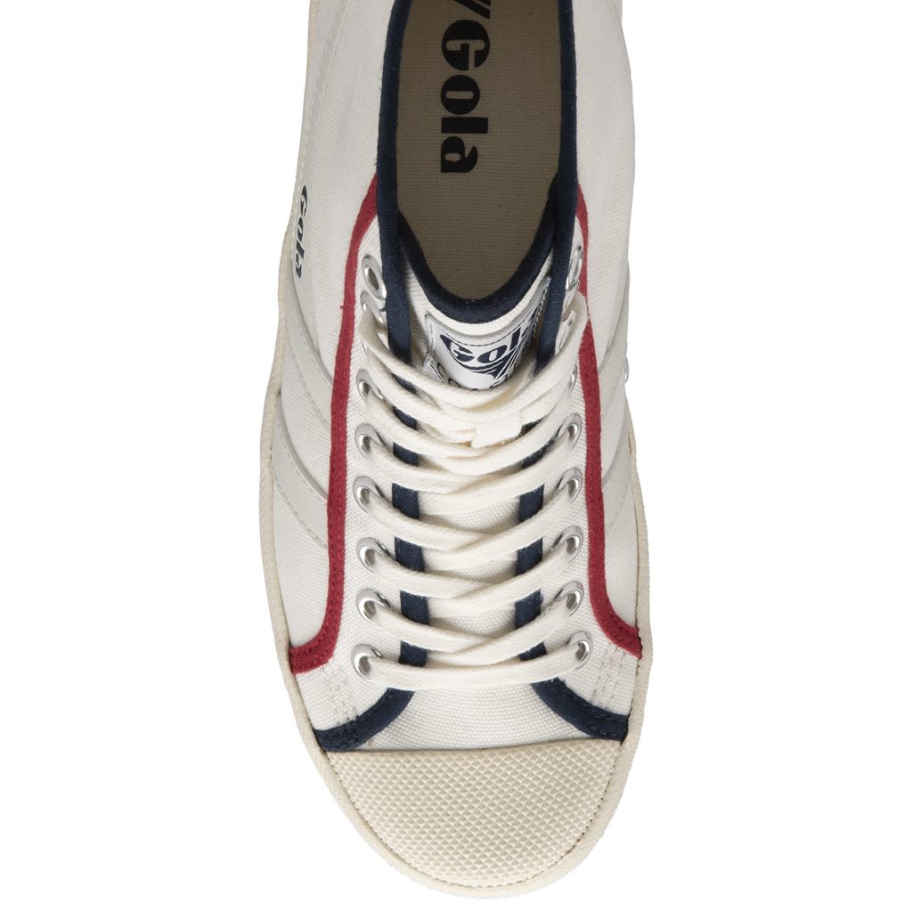 Gola Vegan Classics Coaster Smash High Shoes Hvite Marineblå Dyp Rød Norge | RNXCYJ-598