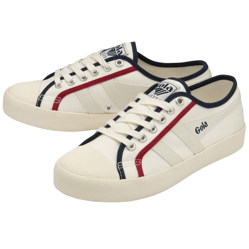 Gola Vegan Classics Coaster Smash Shoes Hvite Marineblå Dyp Rød Norge | XDVHNR-923