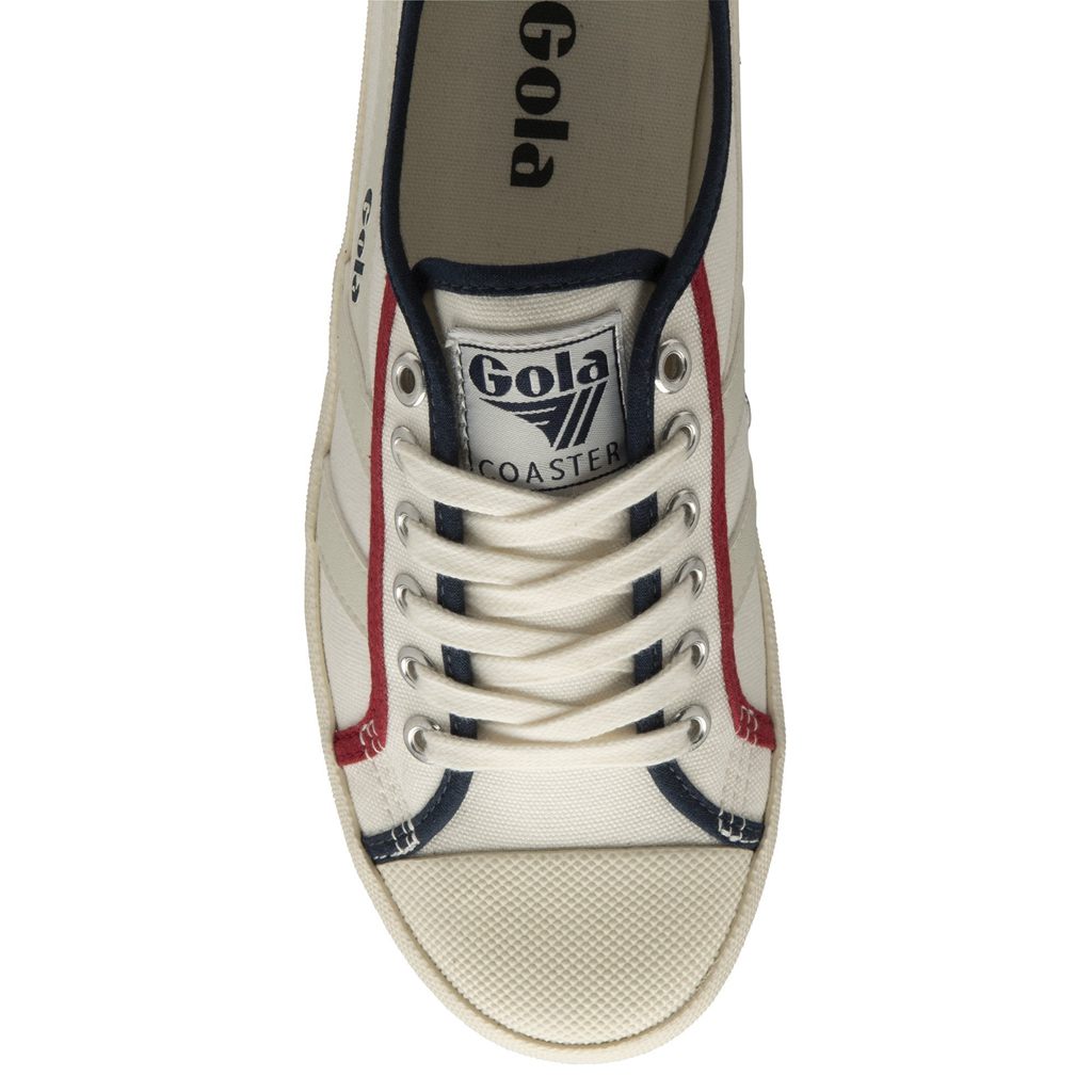 Gola Vegan Classics Coaster Smash Shoes Hvite Marineblå Dyp Rød Norge | XDVHNR-923