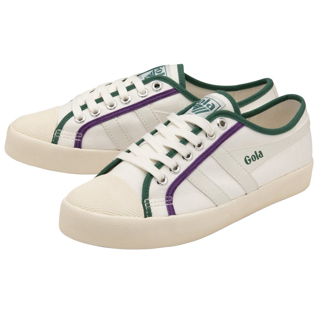 Gola Vegan Classics Coaster Smash Shoes Hvite Mørke Grønn Lilla Norge | HLZFDK-042