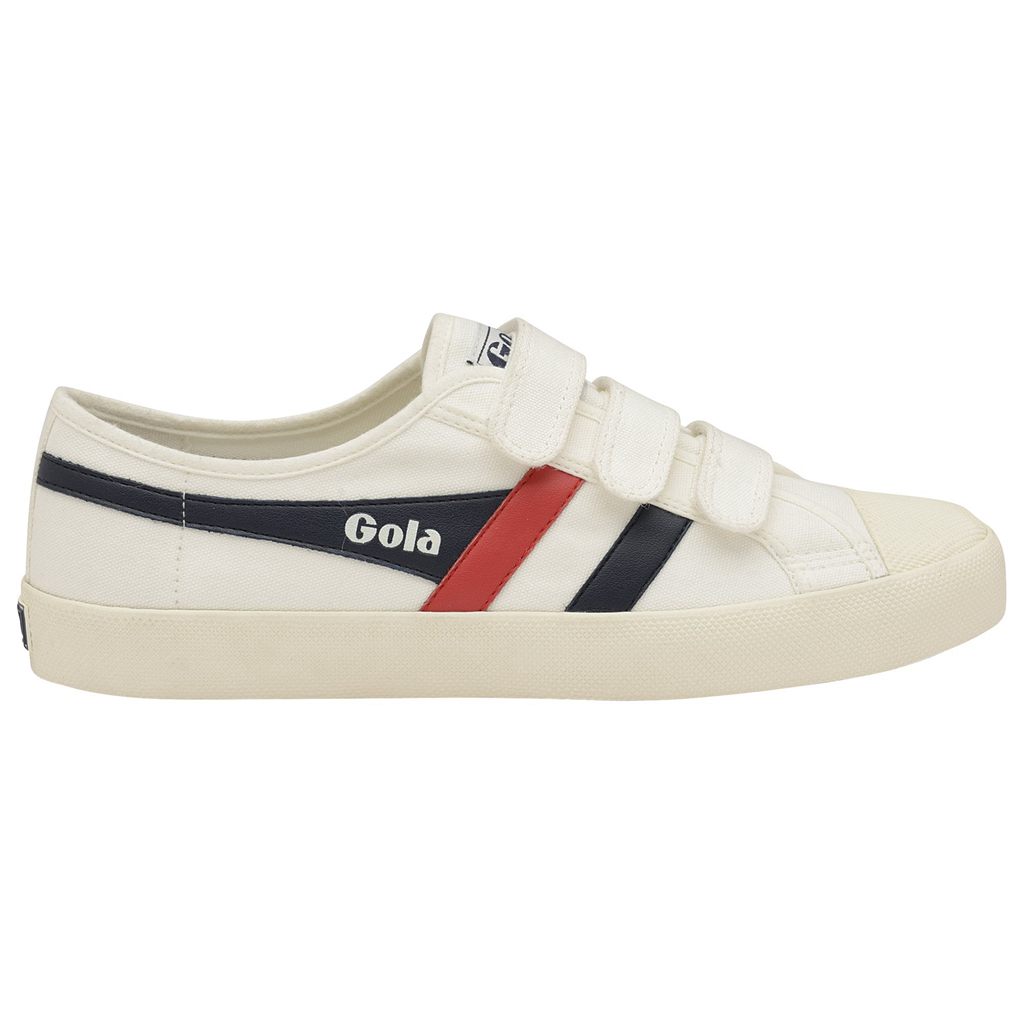 Gola Vegan Classics Coaster Strap Sneakers Hvite Marineblå Rød Norge | EVKQIC-859